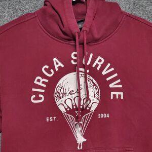Circa Survive Hoodie Adult Small Burgundy White 2004 Y2K Retro Rock Band Music